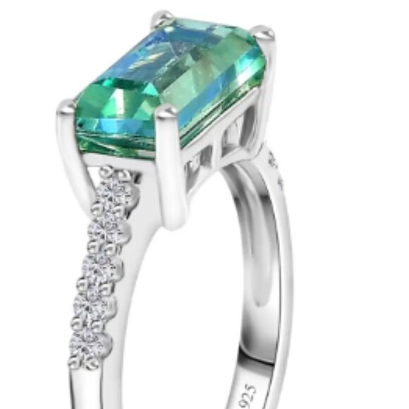 Peacock Quartz (Triplet) and White Zircon Ring - Picture 3 of 3